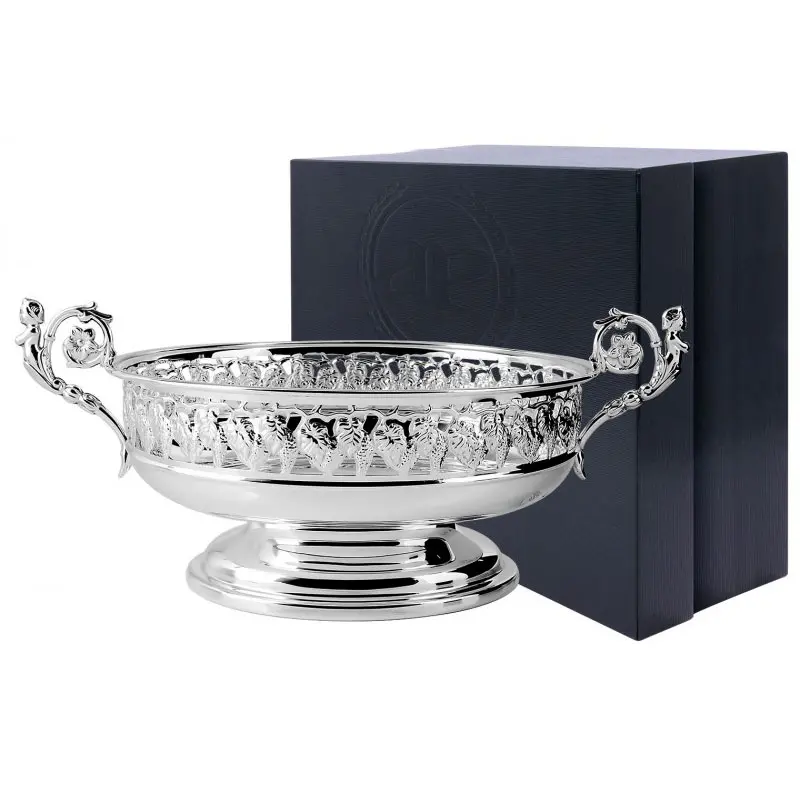 Серебряная ваза овальная «Виноград»