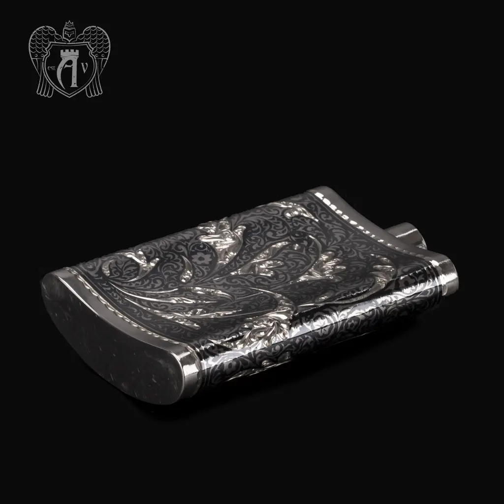 Серебряная фляжка маленькая «Ворон» - фото 2