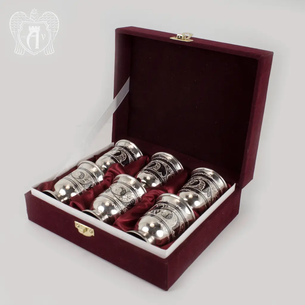 Набор серебряных стопок «Вечное сияние» 6 шт - фото 2