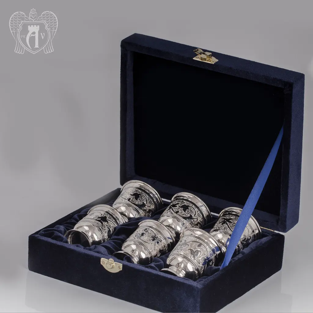 Набор серебряных стопок «Вечное сияние» 6 шт - фото 3