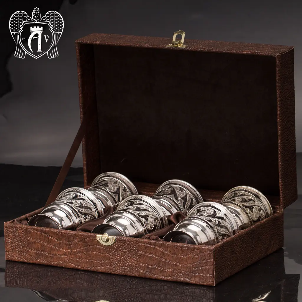 Набор серебряных стаканов «Виноградная лоза» - фото 3