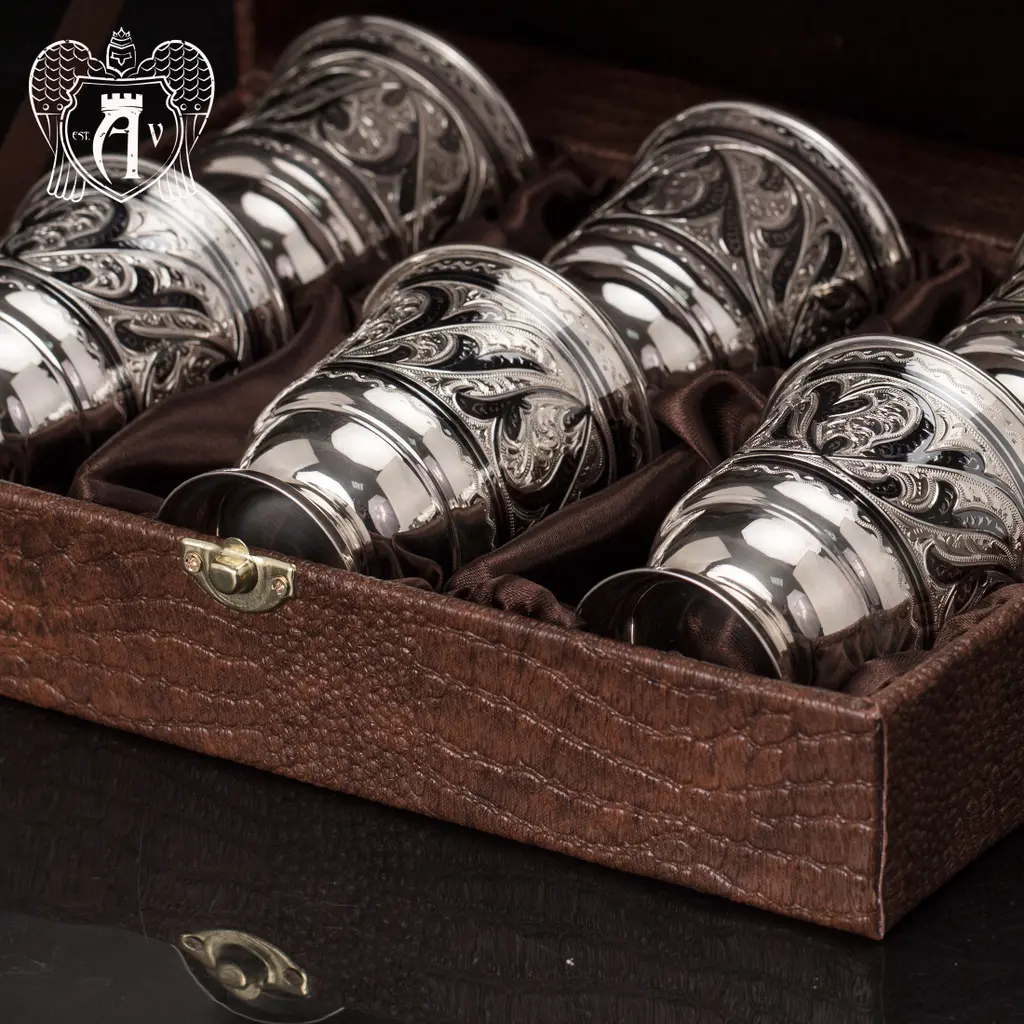 Набор серебряных стаканов «Виноградная лоза» - фото 5