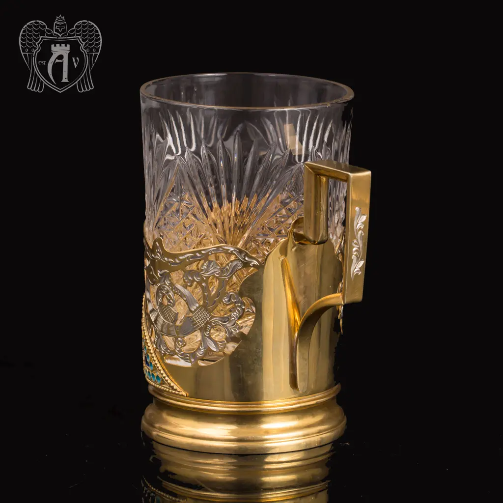 Серебряный подстаканник «Жар-Птица» с позолотой - фото 2