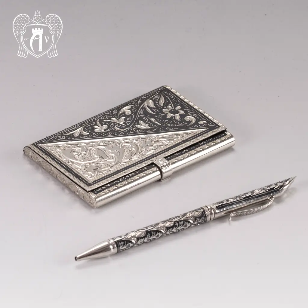 Визитница серебряная и ручка «Дипломат» - фото 2