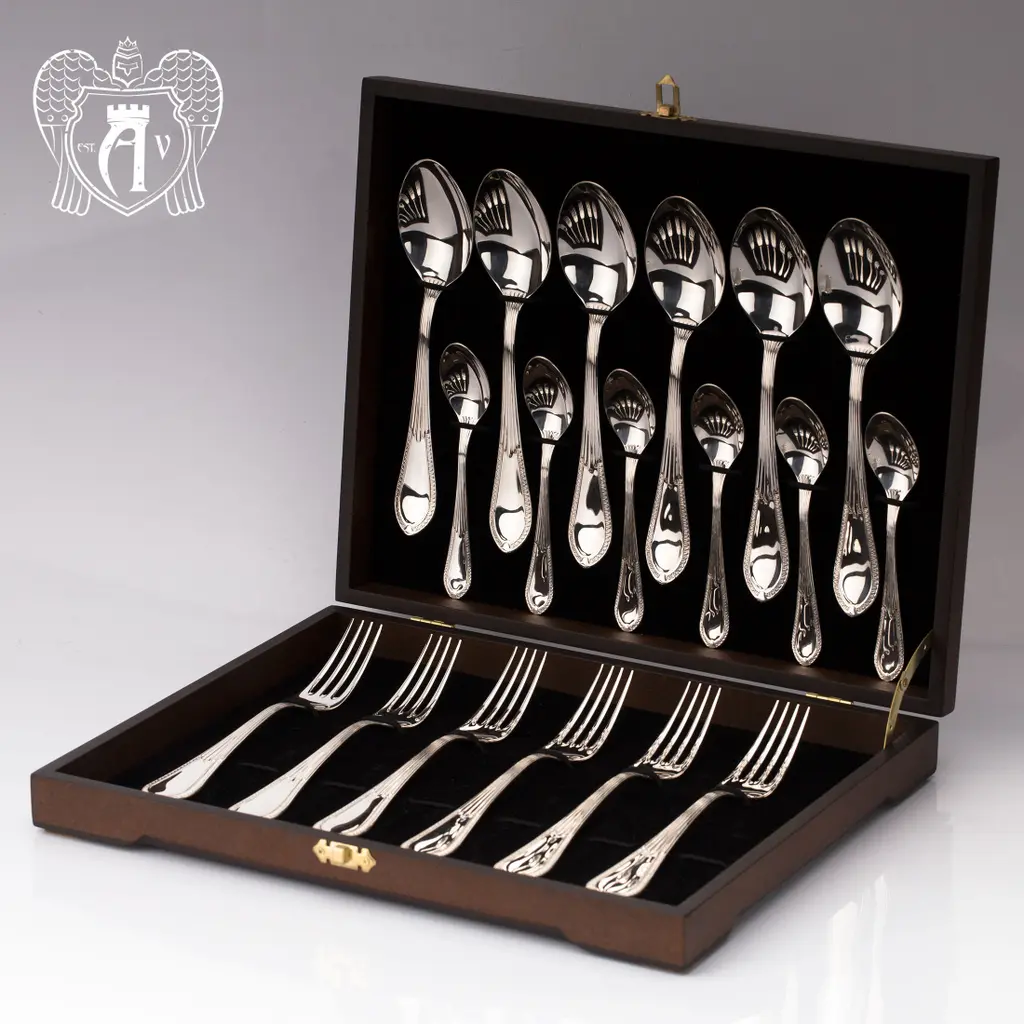 Столовый набор из серебра на 6 персон «Элегант» 18 предметов - фото 3