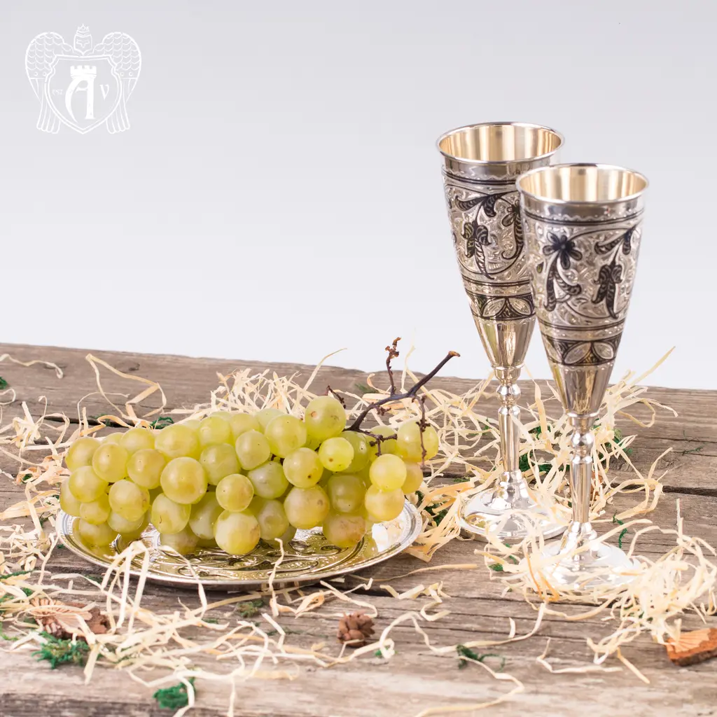 Серебряные фужеры «Экзотика» набор 6 шт - фото 2