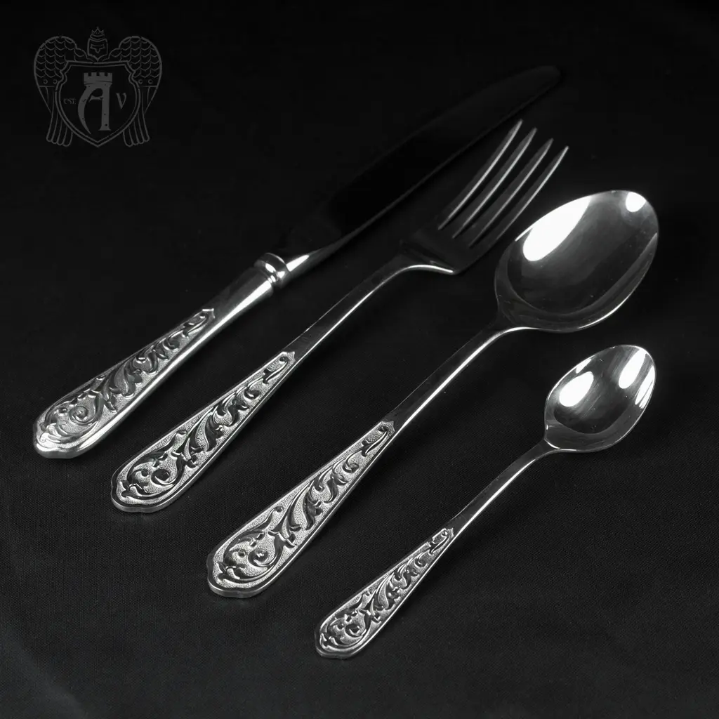 Набор столового серебра на 12 персон «Виноградная лоза» 48 предметов без черни - фото 2