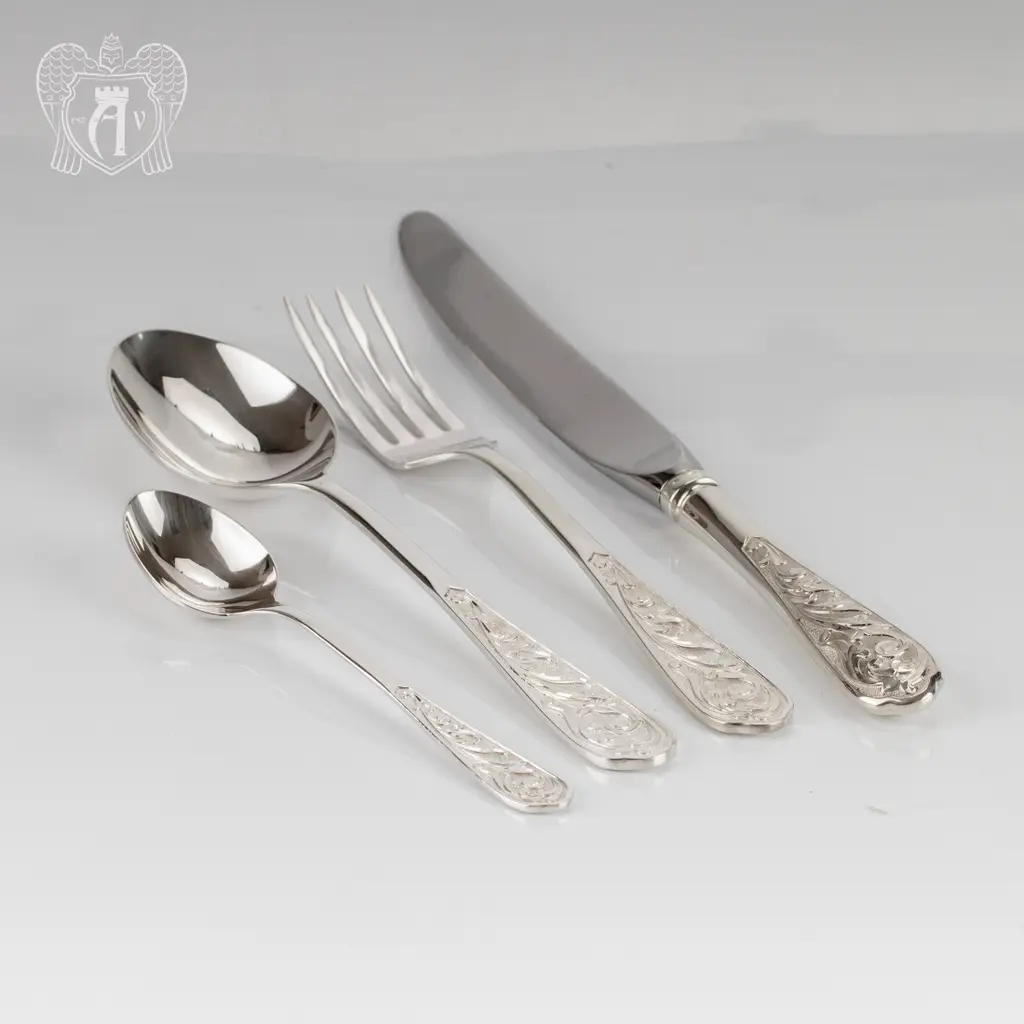 Набор столового серебра на 12 персон «Виноградная лоза» 48 предметов без черни - фото 3