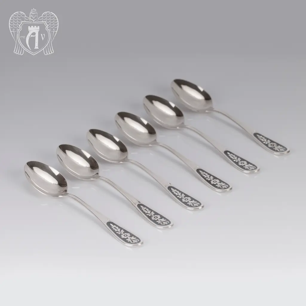 Серебряные чайные ложки  «Цветок» комплект 6 шт - фото 2
