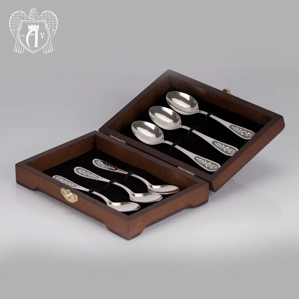 Серебряные чайные ложки  «Цветок» комплект 6 шт - фото 5