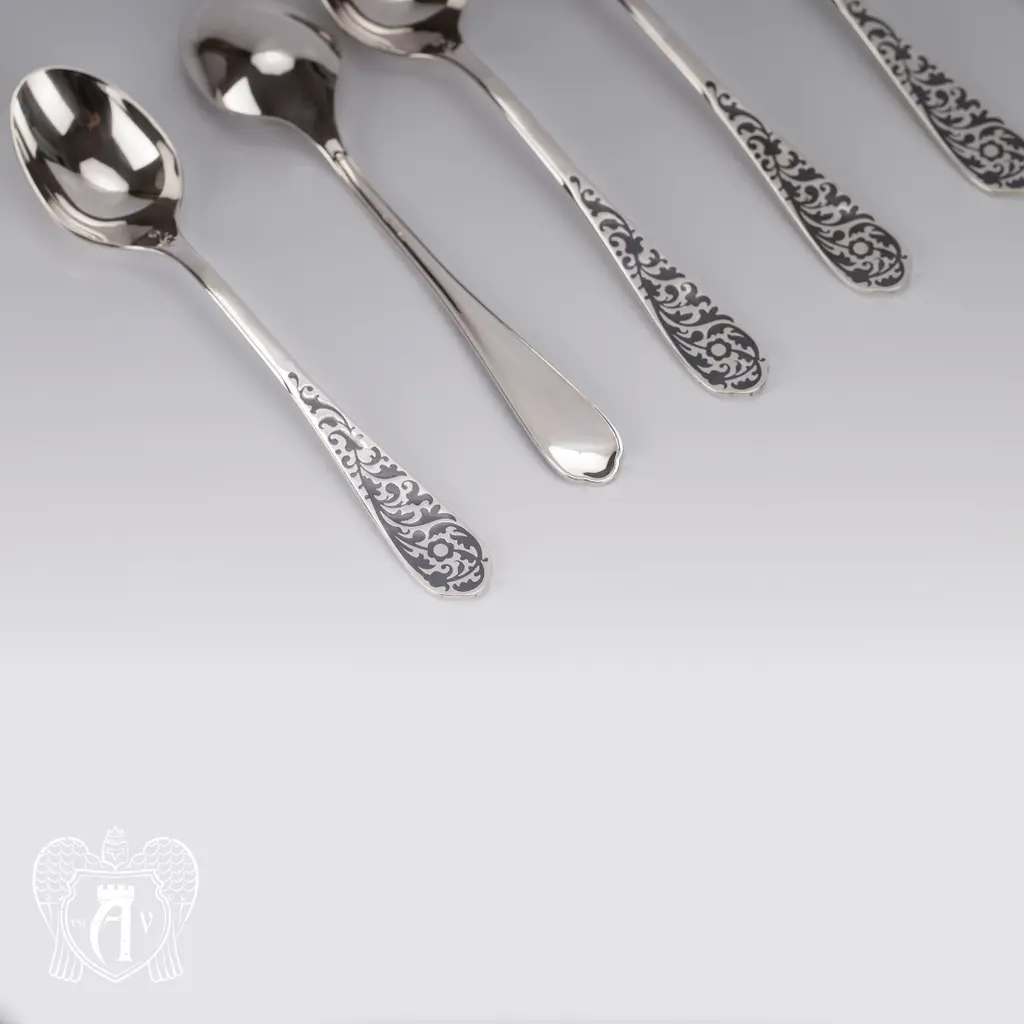Кубачинские чайные ложки ручной работы «Миледи» комплект 6 шт - фото 6
