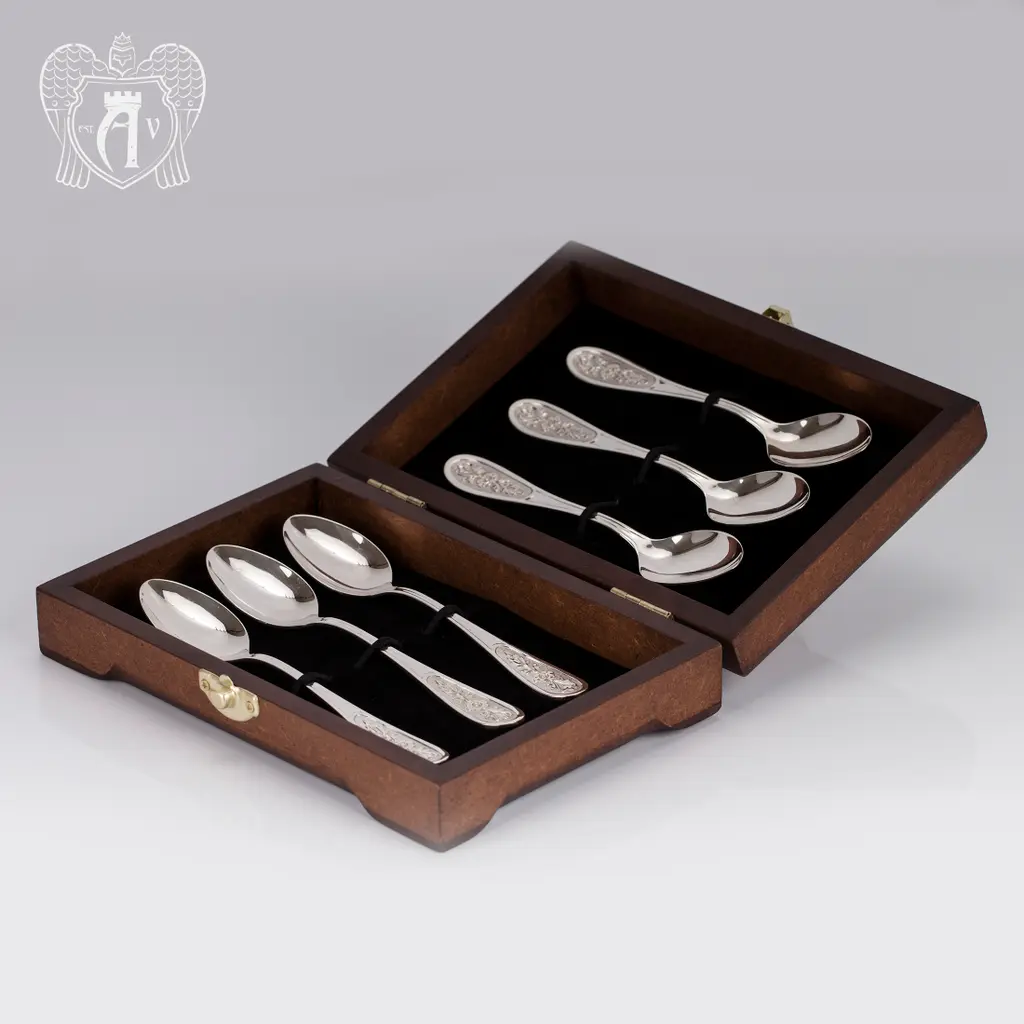 Чайные ложки из серебра  «Цветок» комплект 6 шт без черни - фото 5