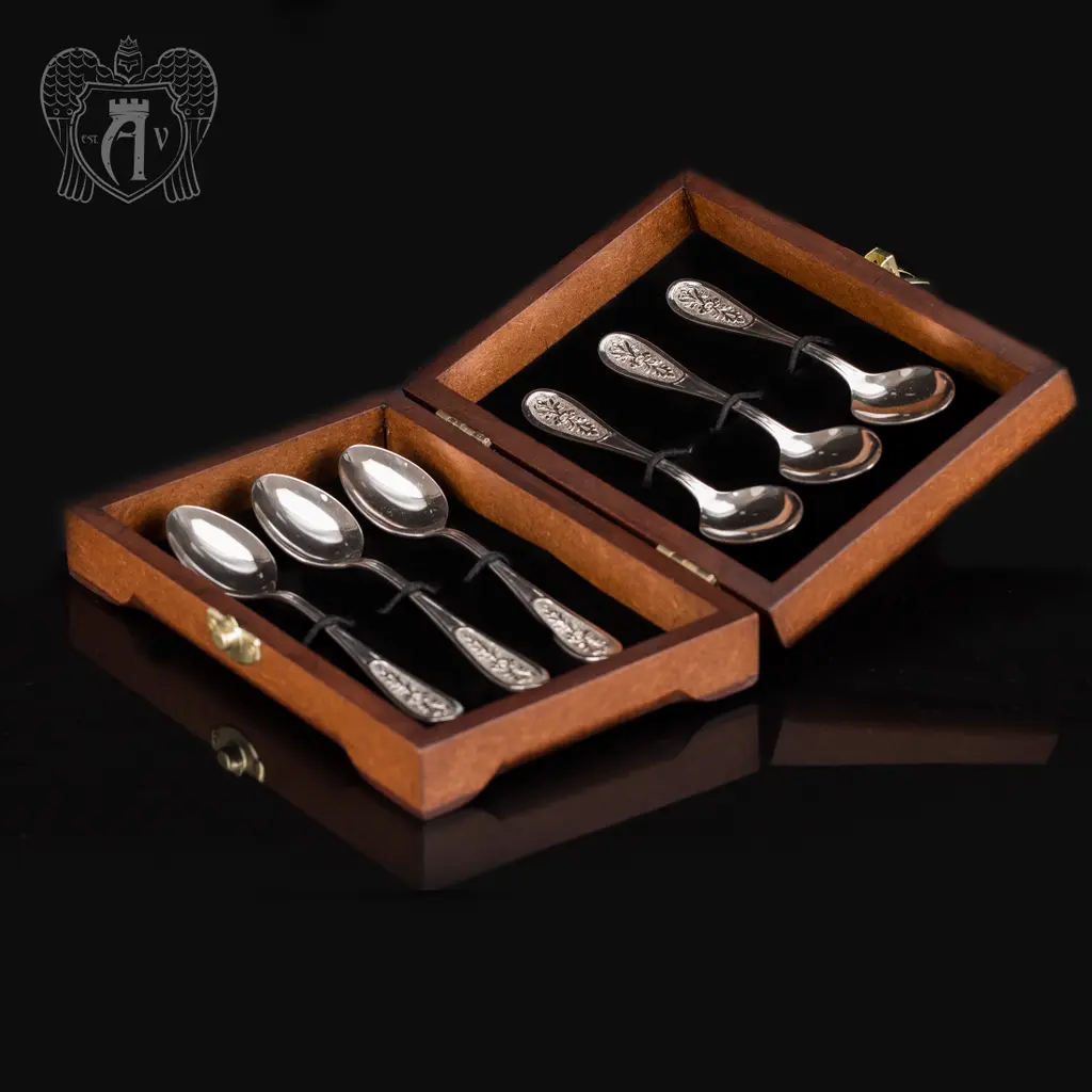 Чайные ложки из серебра  «Цветок» комплект 6 шт без черни - фото 3