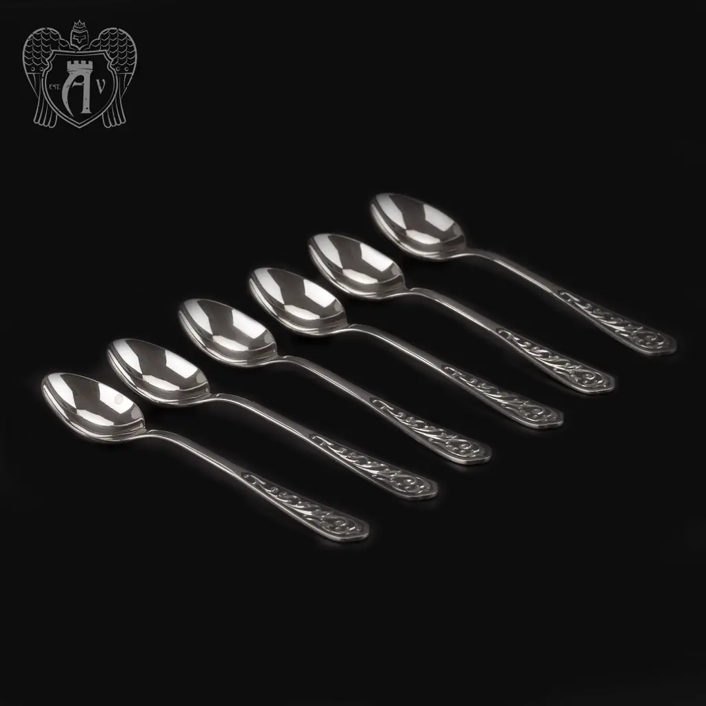 Кубачинские чайные ложки ручной работы «Виноградная лоза» комплект 6 шт - фото 5