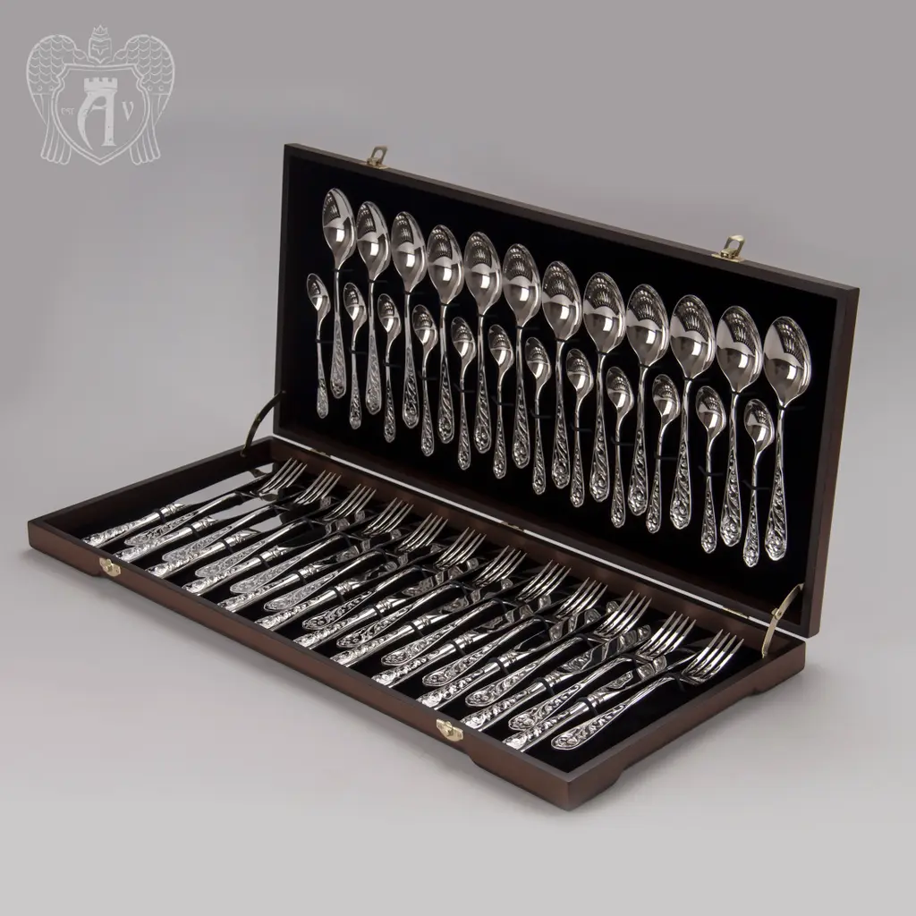 Серебряный столовый набор «Виноградная лоза» 48 предметов - фото 2