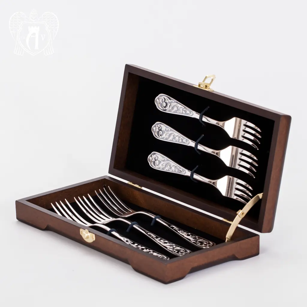 Столовые вилки из серебра 925 пробы «Виноградная лоза» 6 шт - фото 2