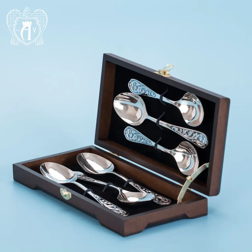 Столовые ложки из серебра 925 пробы «Виноградная лоза» 6 шт - фото 2