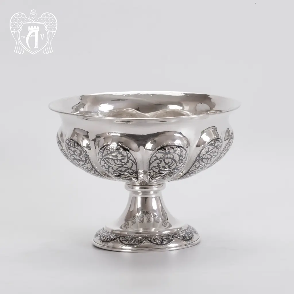 Серебряная ваза для фруктов и сладостей «Мимоза» - фото 5