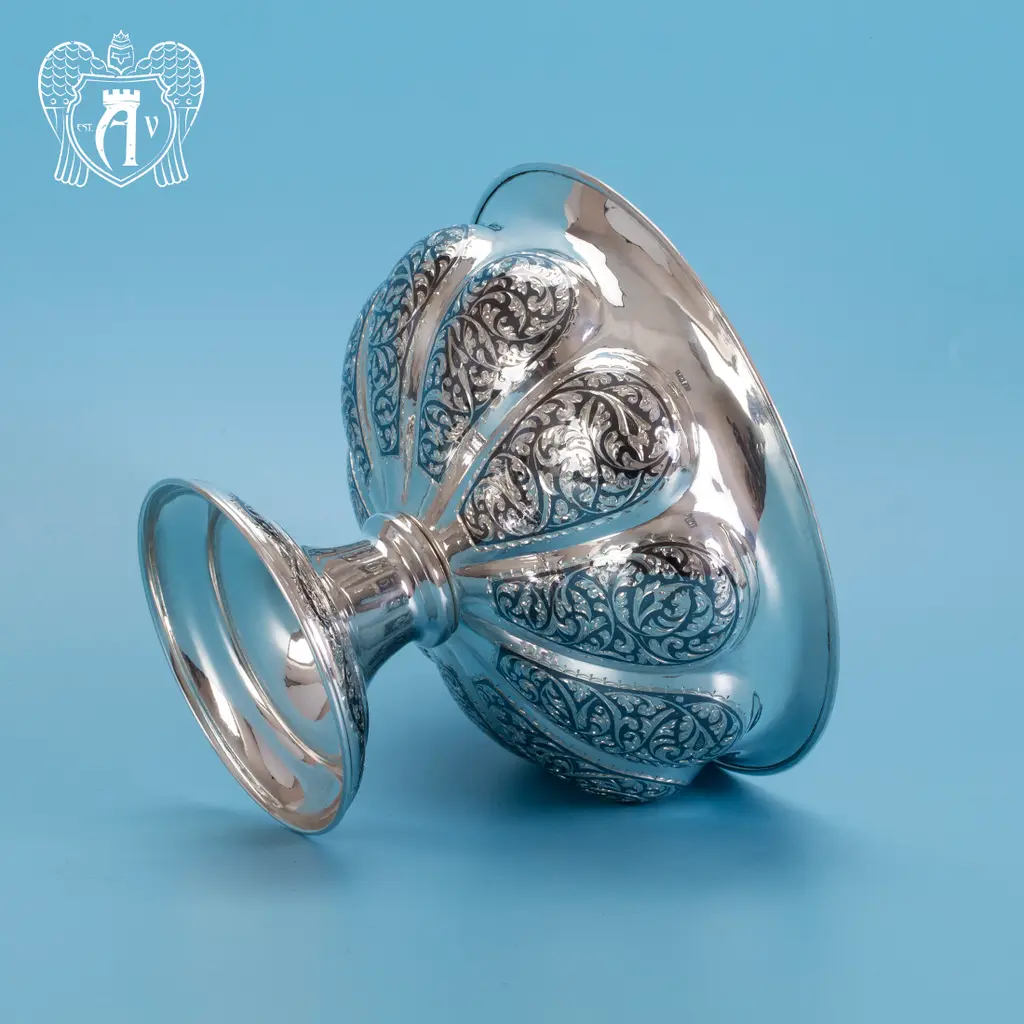 Серебряная ваза для фруктов и сладостей «Мимоза» - фото 3