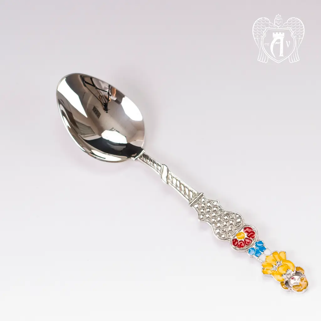 Серебряная чайная ложка с эмалью «Девочка 2» - фото 2