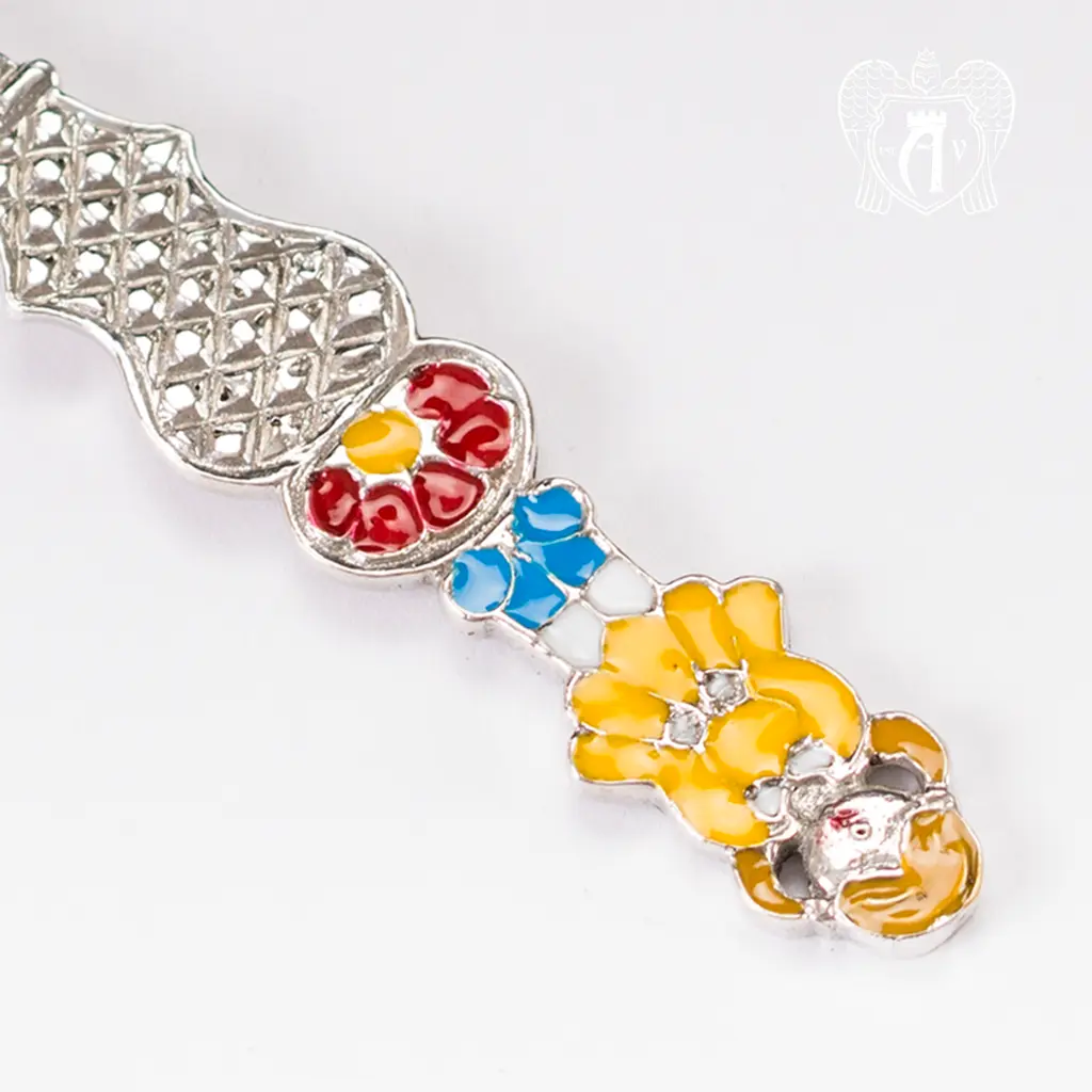 Серебряная чайная ложка с эмалью «Девочка 2» - фото 3