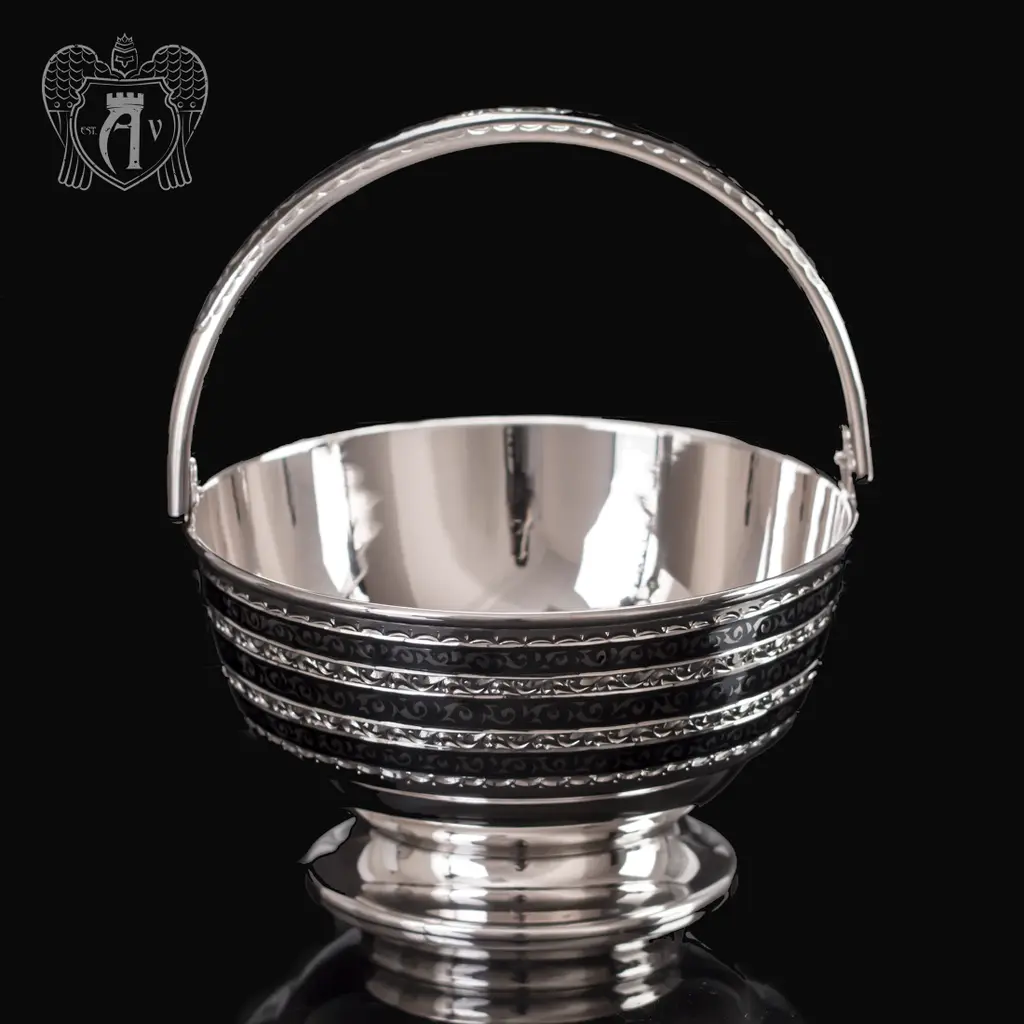Серебряная конфетница « Корзинка» - фото 3