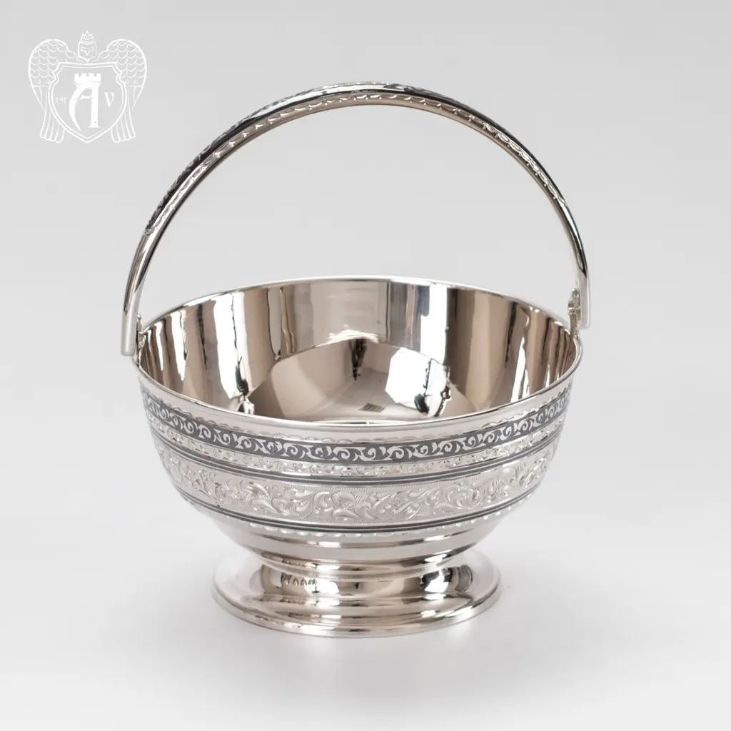 Серебряная конфетница « Лукошко» - фото 2