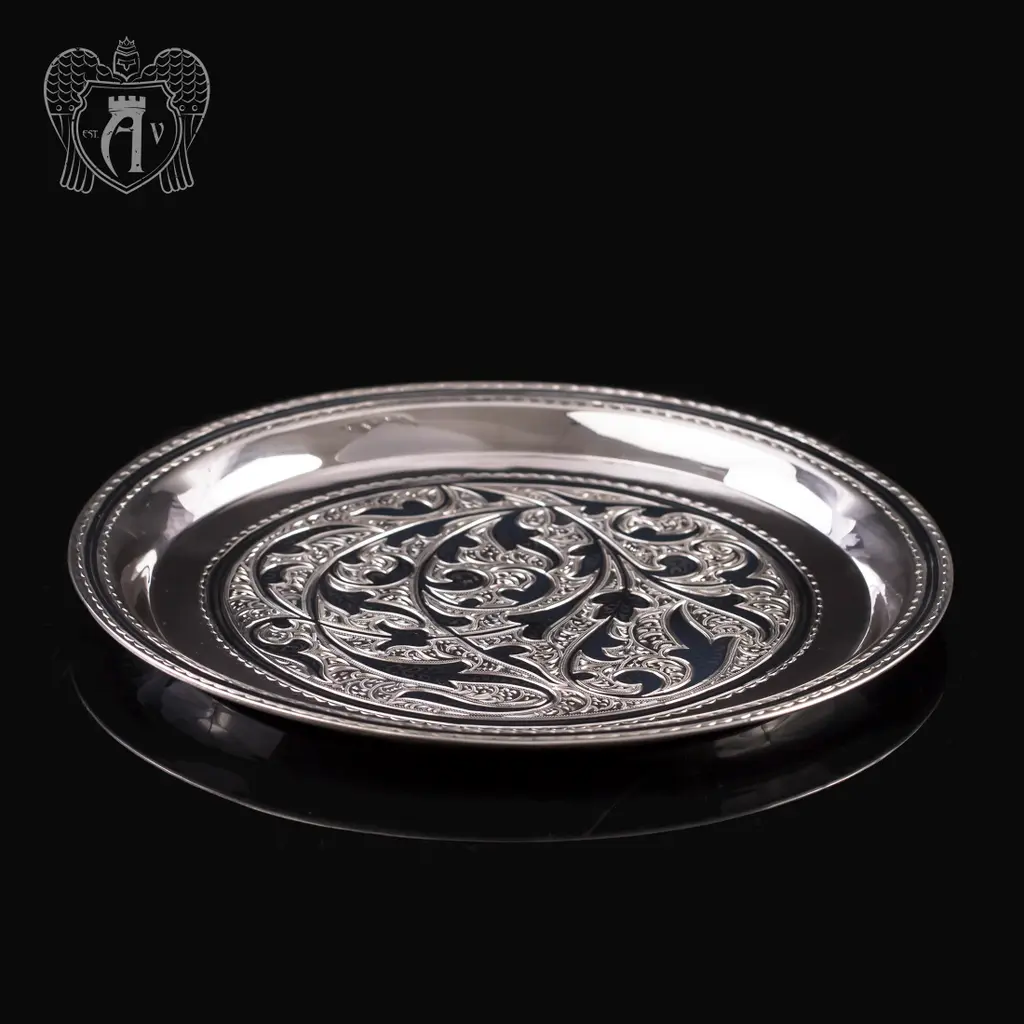 Серебряный круглый поднос «Луна» - фото 4