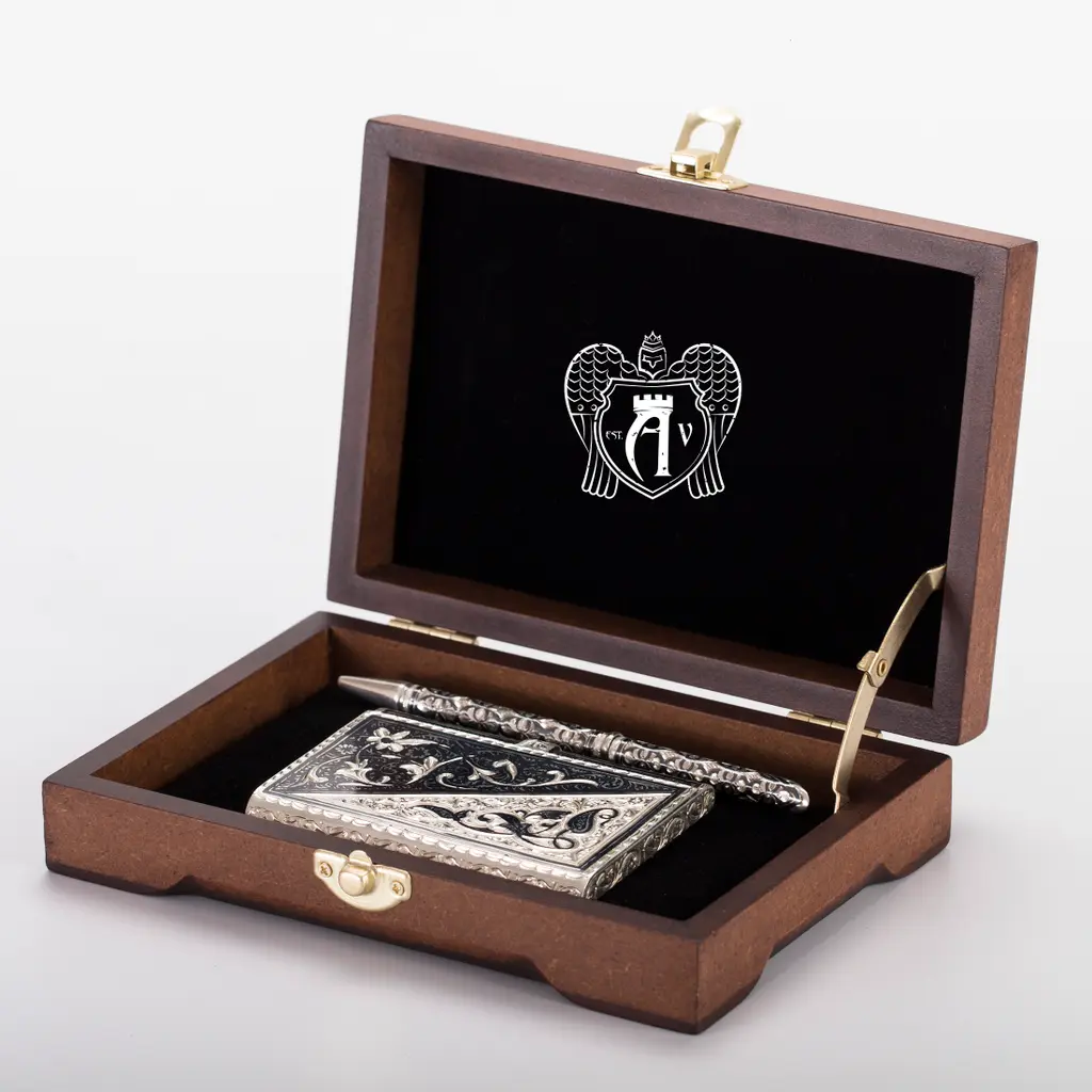 Визитница серебряная и ручка «Командор» - фото 3