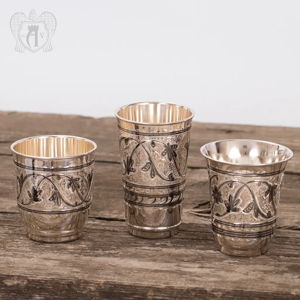 Набор  стаканов из серебра 925 пробы «Виноград» - фото 2