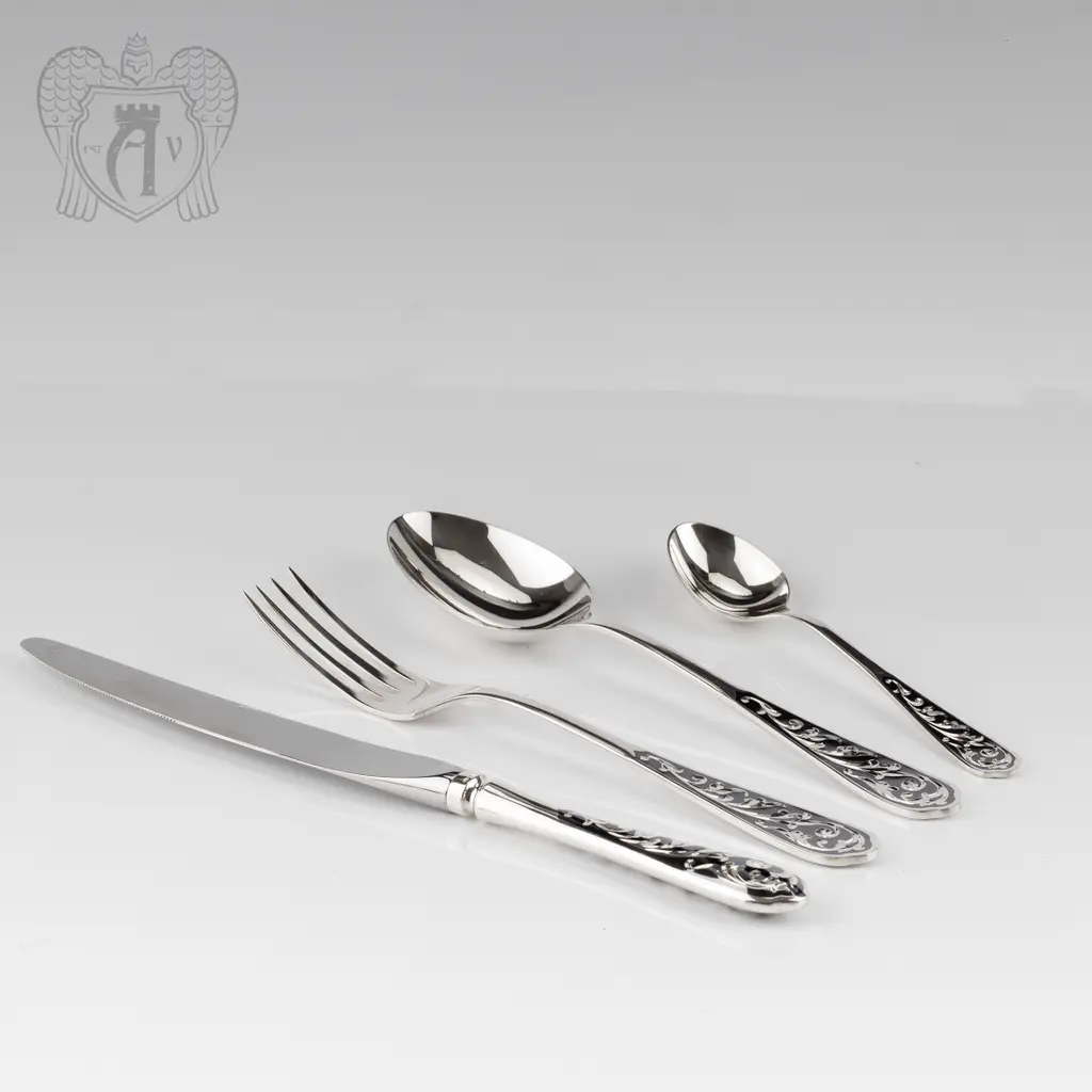 Десертный набор из серебра «Виноградная лоза» 24 предмета - фото 2