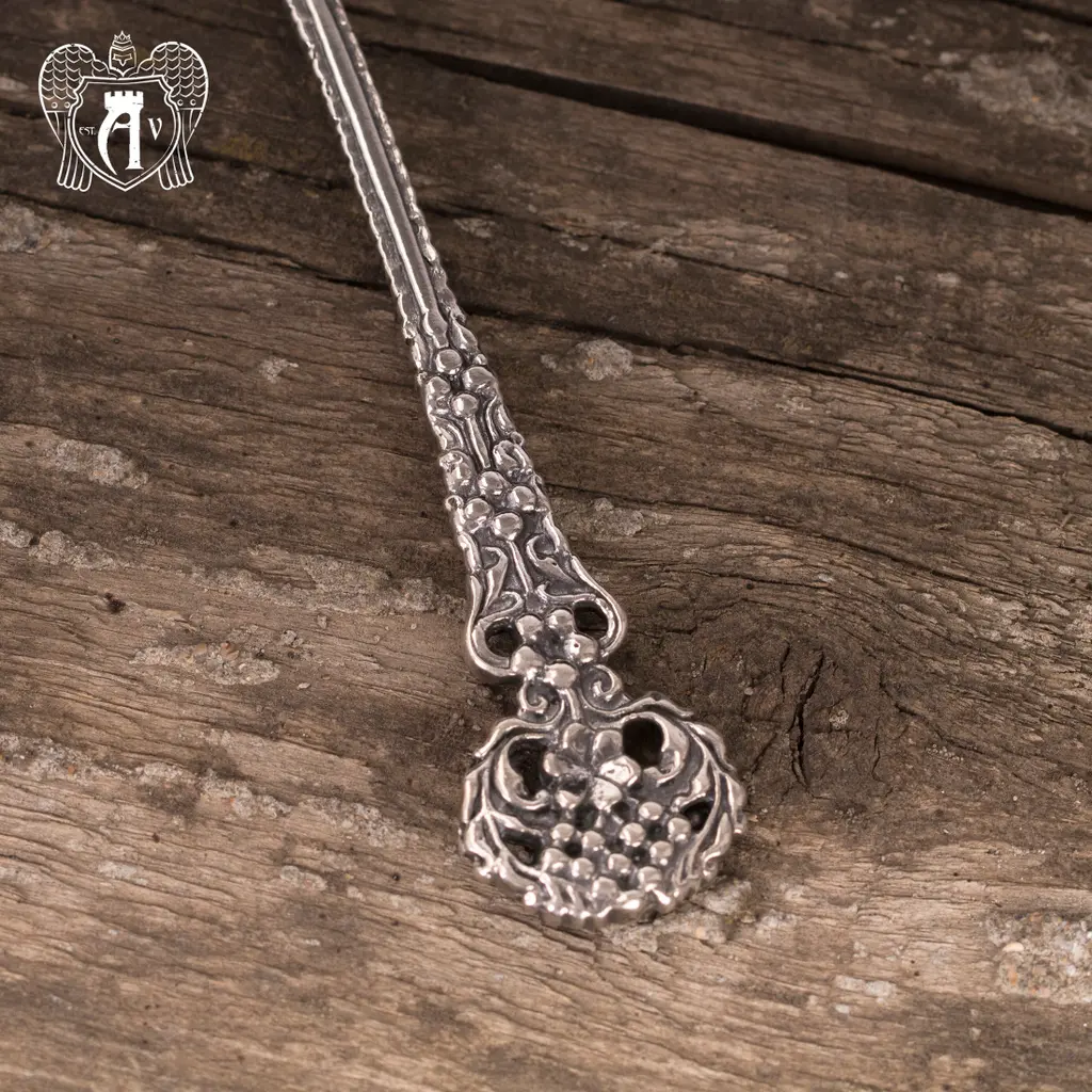 Серебряная вилка десертная «Ажурная» - фото 2