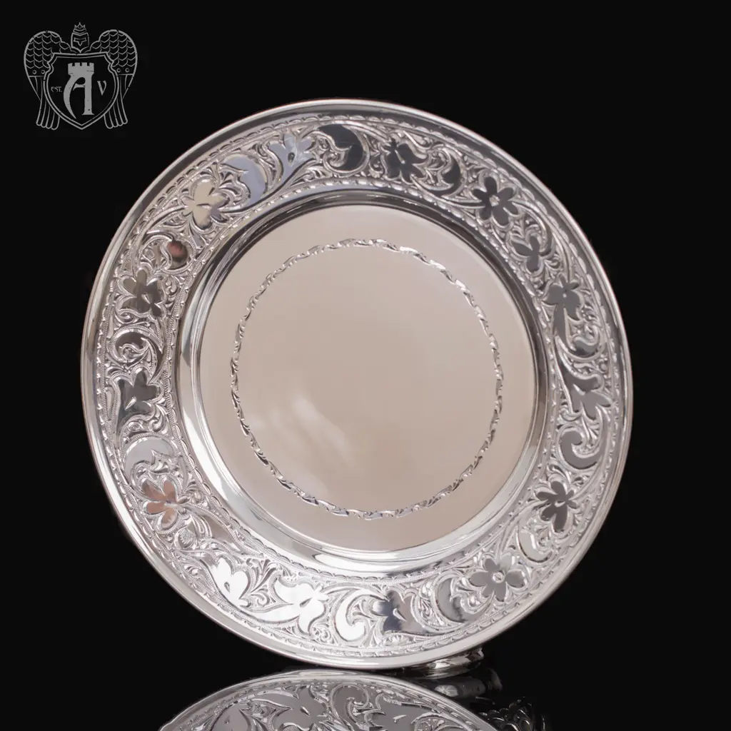 Тарелка «Розалия» из чистого серебра 999 пробы - фото 2