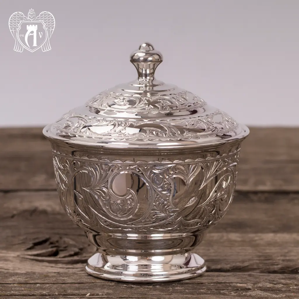 Сахарница  «Розалия» из чистого серебра 999 пробы - фото 3