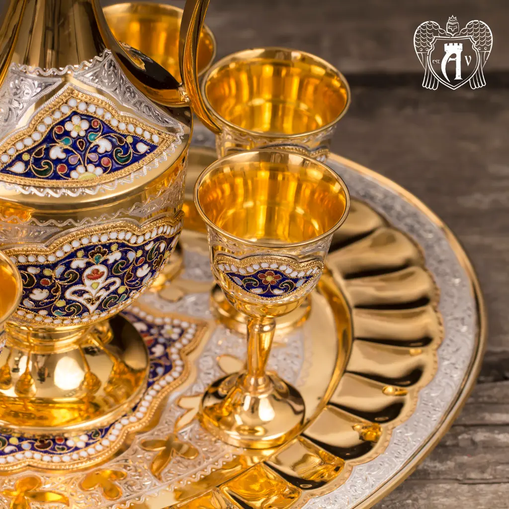 Коньячный сервиз из серебра с горячей эмалью «Дворцовый» - фото 2