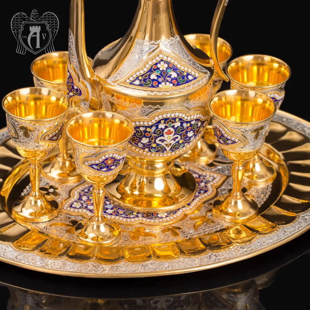 Коньячный сервиз из серебра с горячей эмалью «Дворцовый» - фото 5