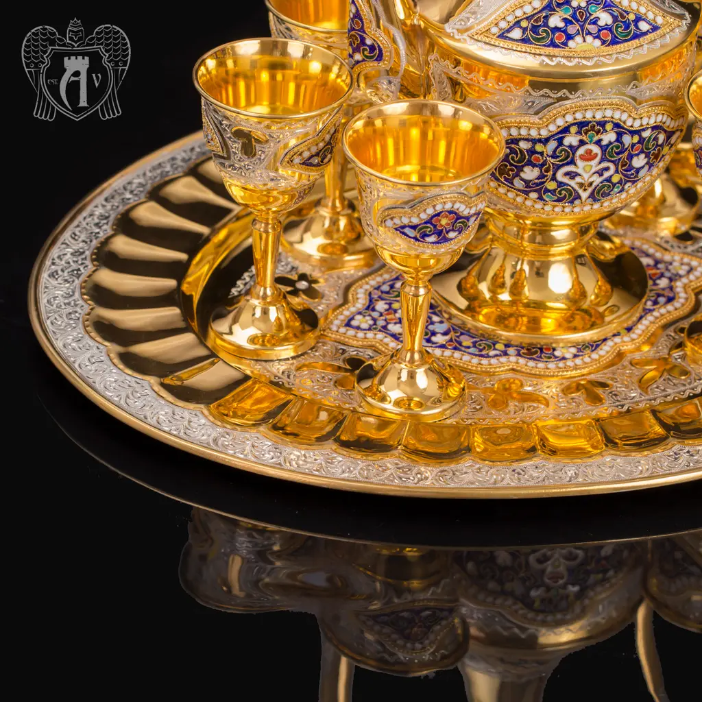 Коньячный сервиз из серебра с горячей эмалью «Дворцовый» - фото 6