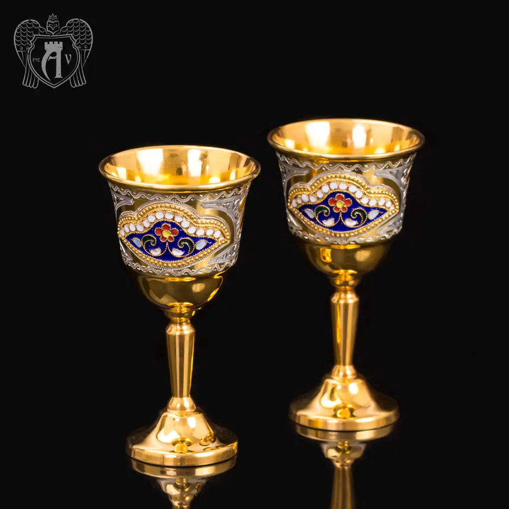 Набор серебряных рюмок с позолотой и эмалью  «Дворцовый» - фото 3