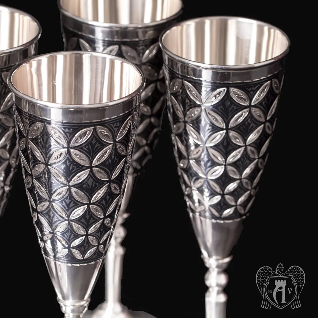 Набор бокалов из серебра «Готика»  6 шт - фото 3