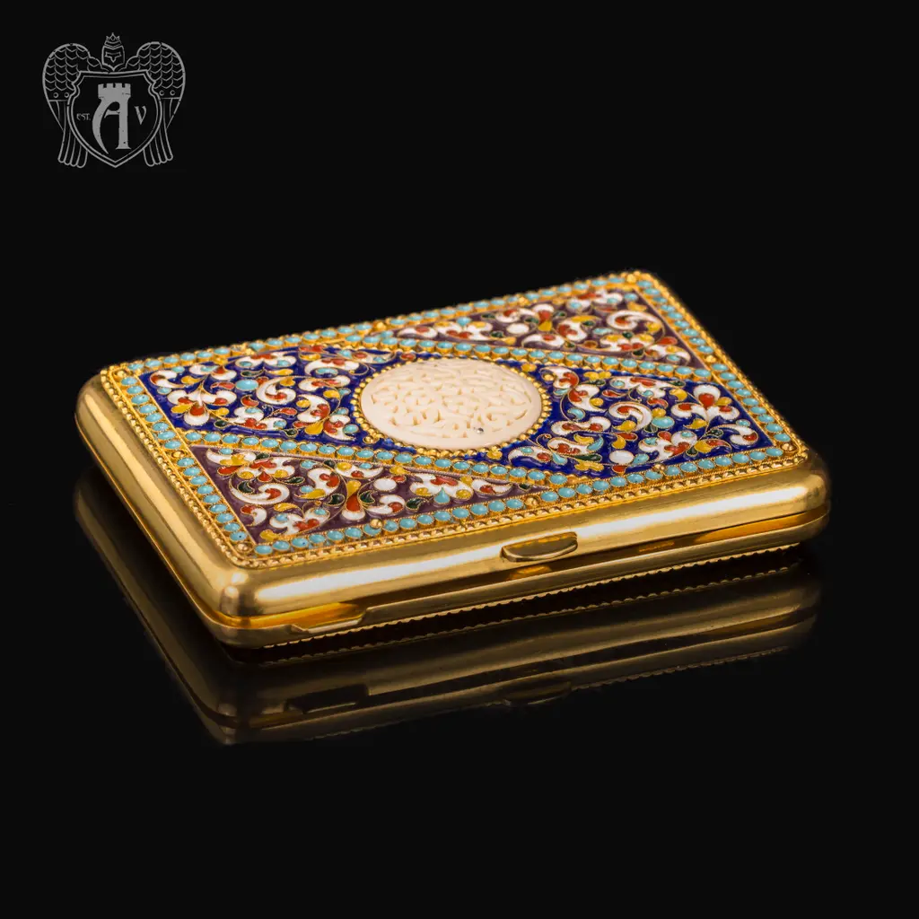 Серебряный портсигар с эмалью «Аристократ» - фото 6