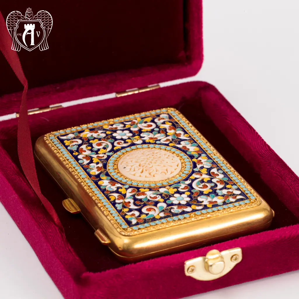 Серебряный портсигар с эмалью «Аристократ 2» - фото 2