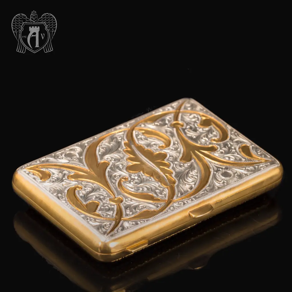 Серебряный портсигар с эмалью «Аристократ 2» - фото 5