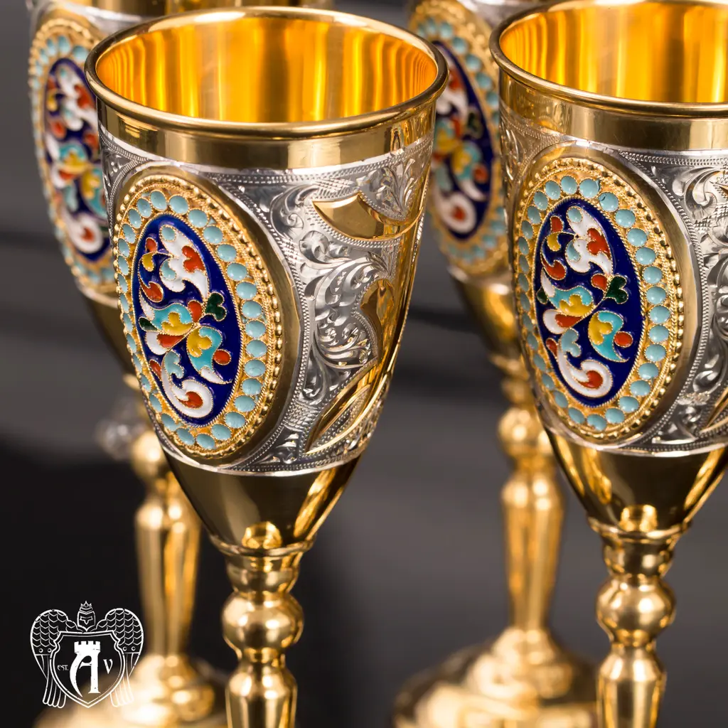 Винный сервиз из серебра с позолотой и эмалью «Империал» - фото 3