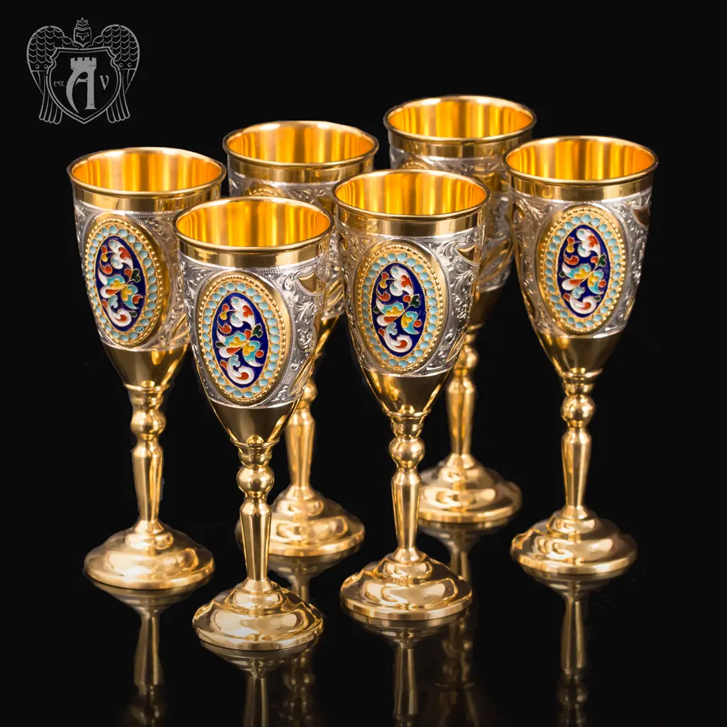 Винный сервиз из серебра с позолотой и эмалью «Империал» - фото 5