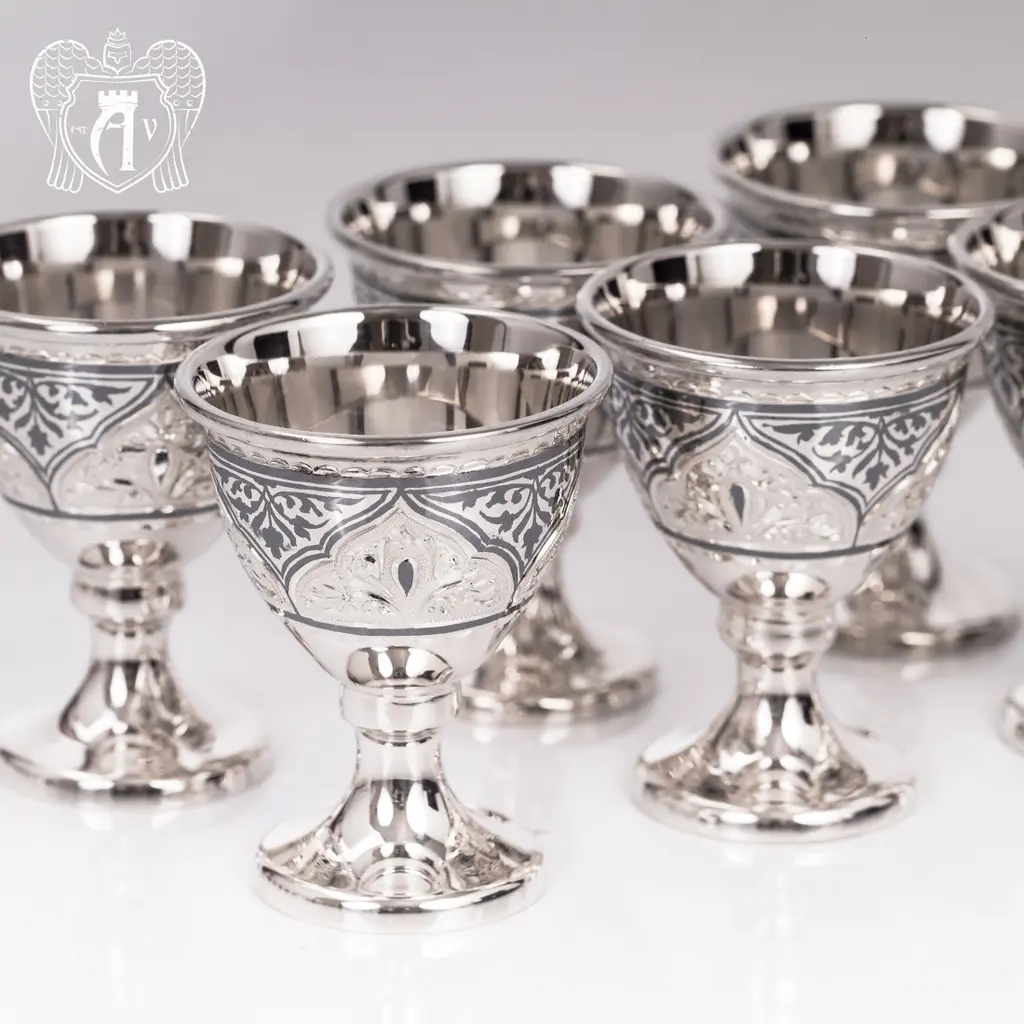 Набор рюмок из серебра «Монро» с изысканным гравированным узором 20270 - фото 2