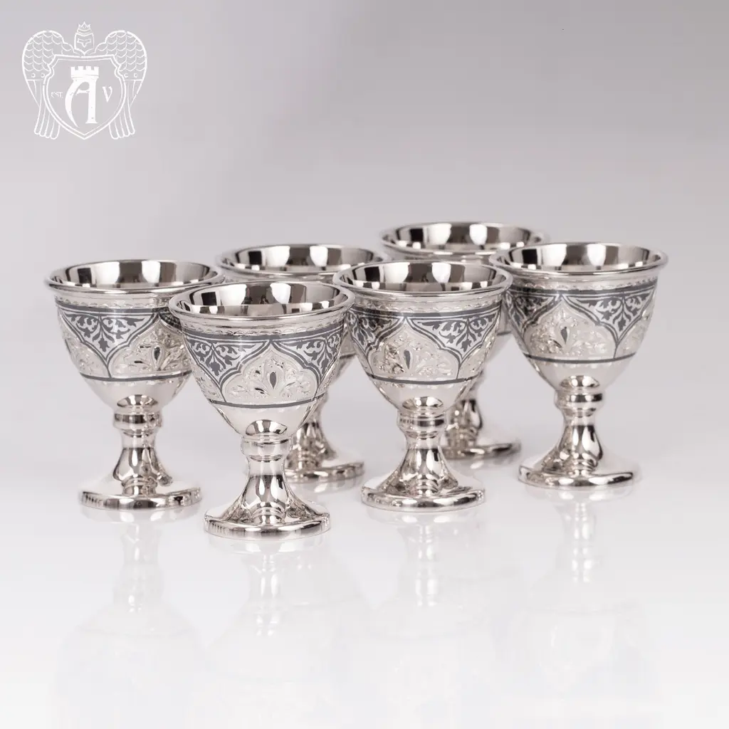 Набор рюмок из серебра «Монро» с изысканным гравированным узором 20270 - фото 3