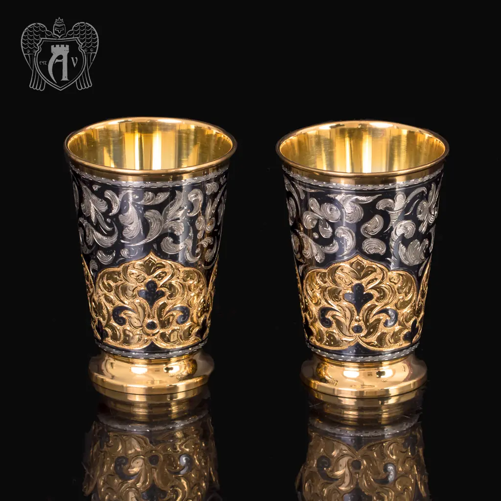 Набор для воды кувшин и два стакана из серебра «Легенда» - фото 3