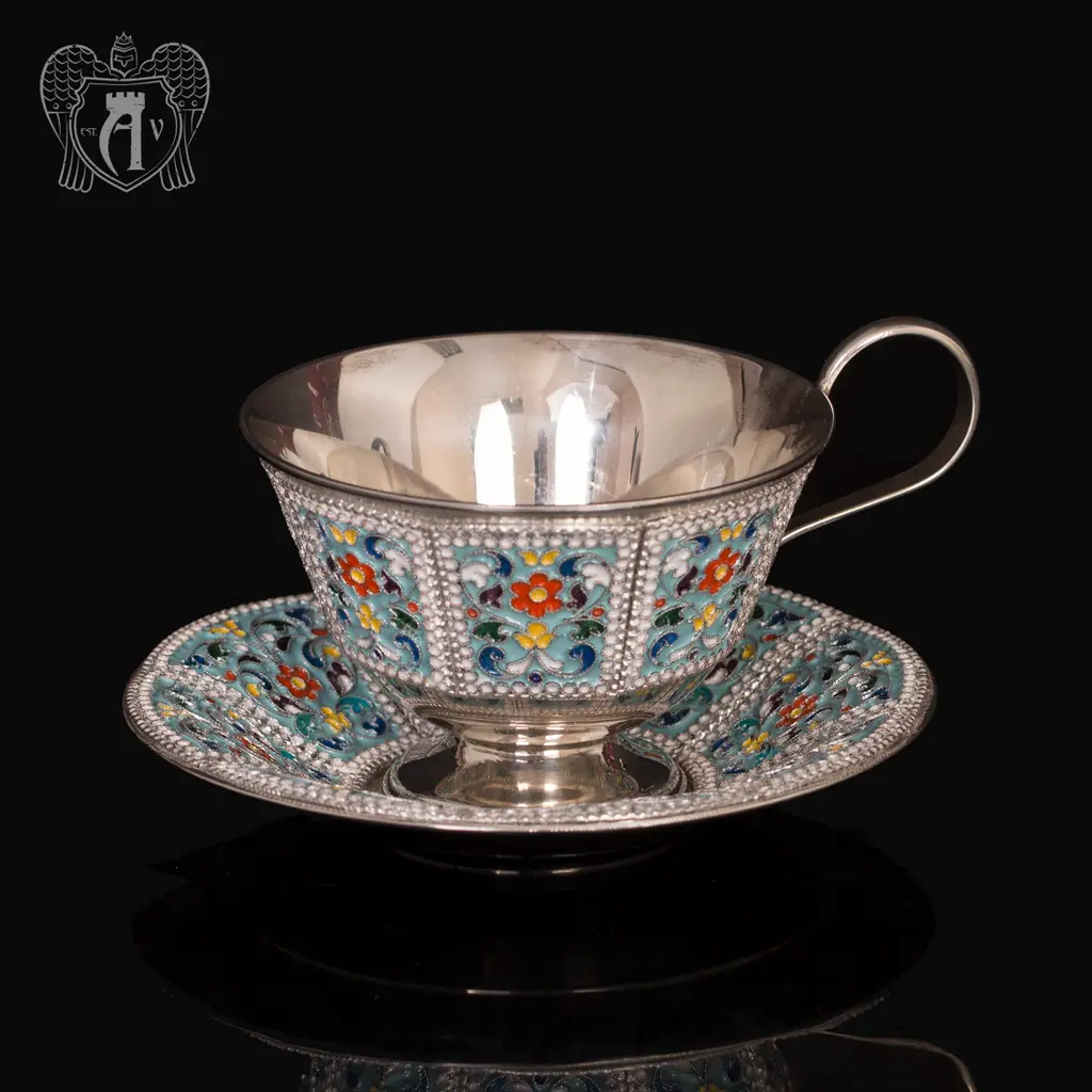 Чайные пары набор «Калейдоскоп » с эмалью 4  шт - фото 4