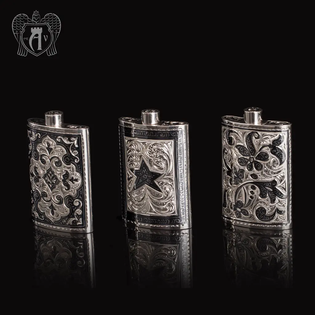 Маленькая фляжка из серебра  «Вьюн» - фото 3