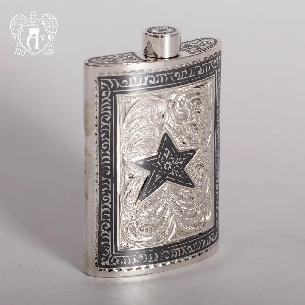 Серебряная фляжка  «Звезда» малая - фото 4